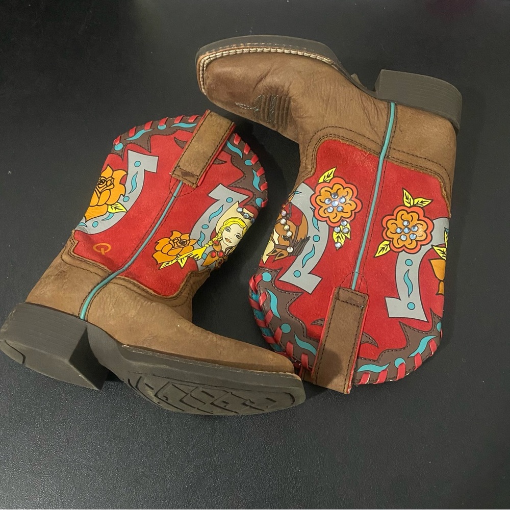 Ariat Girls Western Rodeo Horse Boots sz 9.5